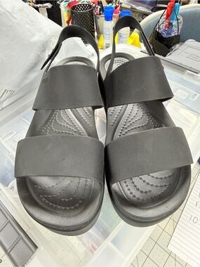 CROCS Black Brooklyn Low Wedge Platform Sandals
